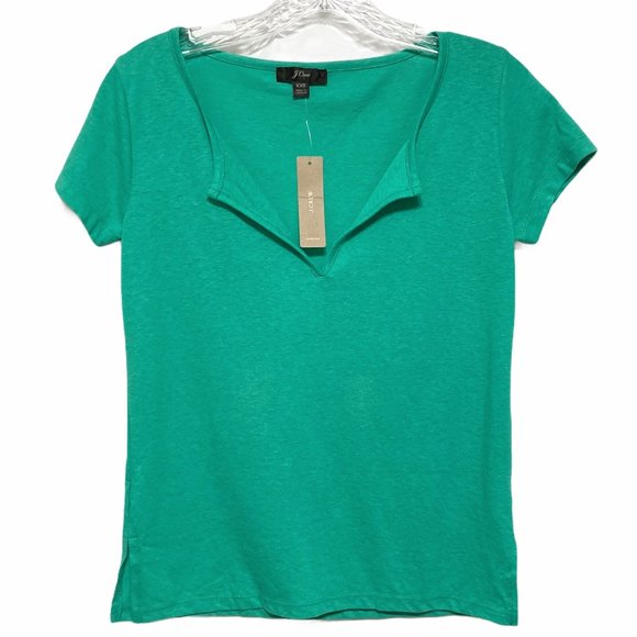 J. Crew Split Neck Slub T Shirt NWT - Picture 2 of 8